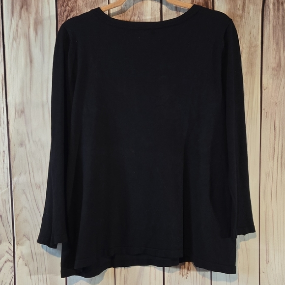 Alfani Black Silver Studded Women's Blouse With Notched Sleeves Size Large - Picture 6 of 7